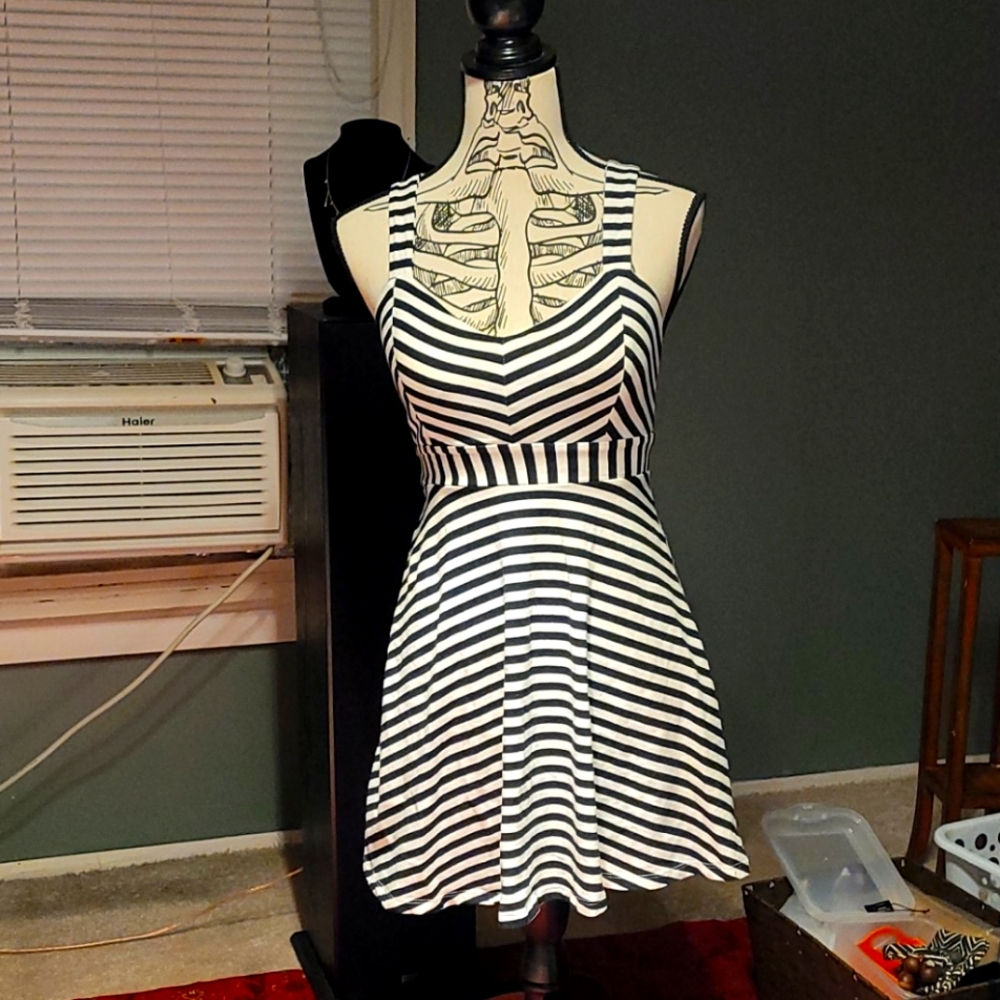 Candies black and white stripe dress